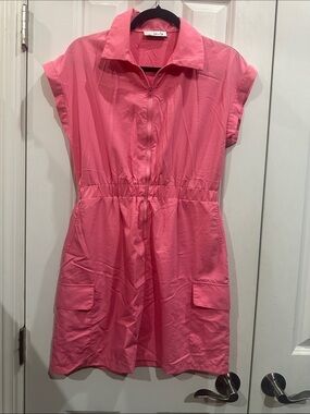 NWOT Sadie & Sage Pink Zip-Front Shirt Dress size S